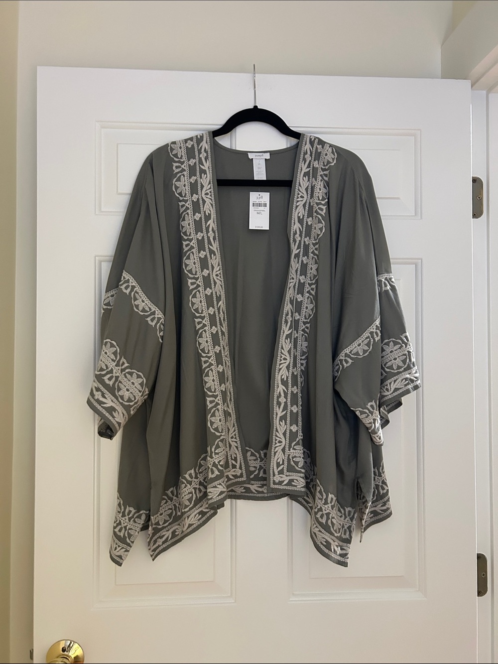 J Jill Embroidered Open-Front Kimono